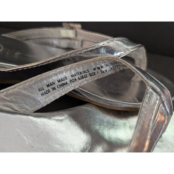 Silver Slipper Womens Metallic Silver Rhinestone Embellished Wedge Sandals Size - Picture 4 of 5